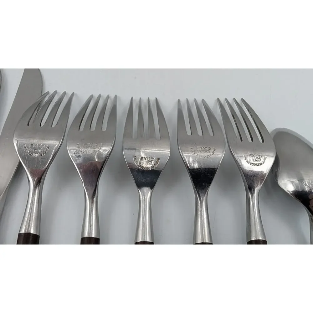 Epic Forged Stainless Brown Flatware MCM 10 Pieces Spoons Forks Knives